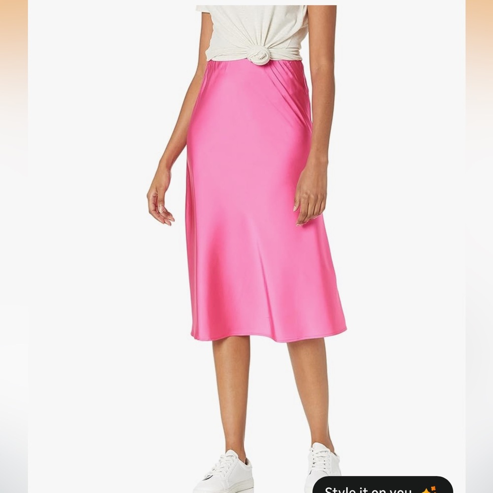 NWT The Drop Maya Silky Slip Skirt Hot Pink Size M Elastic Waistband